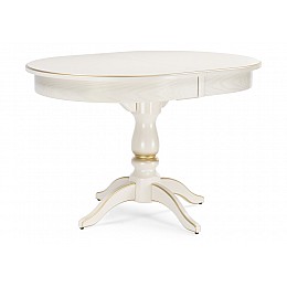 Стол деревянный Сайрус 120(160)х84х76 слоновая кость / золото