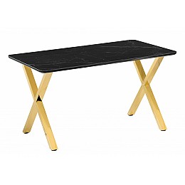 Керамический стол Селена 3 140х80 черный мрамор / золото