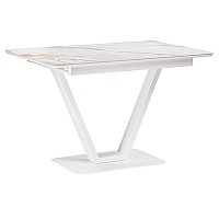 Керамический стол Бугун 120(160)х80х77 белый мрамор с прожилками / белый