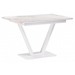 Керамический стол Бугун 120(160)х80х77 белый мрамор с прожилками / белый