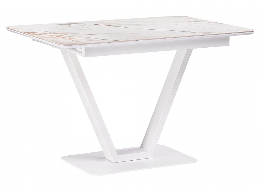 Керамический стол Бугун 120(160)х80х77 белый мрамор с прожилками / белый
