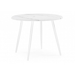 Стол деревянный Стол Абилин 100 мрамор белый / белый матовый