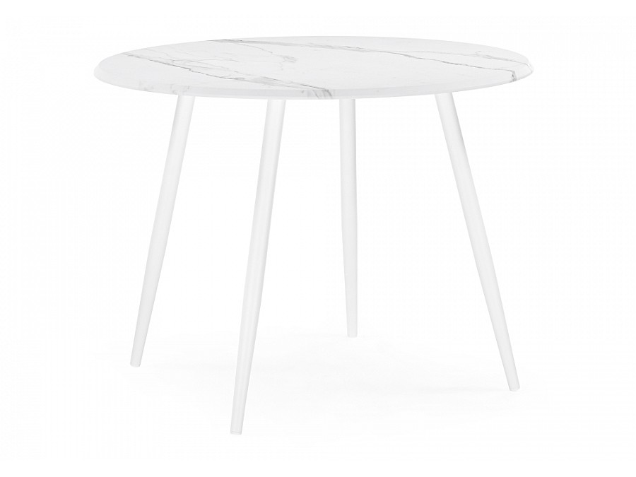 Стол деревянный Стол Абилин 100 мрамор белый / белый матовый