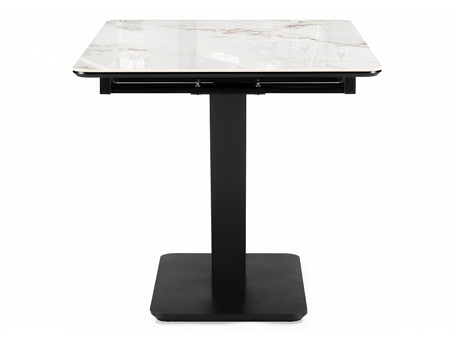 Керамический стол Бугун 120(160)х80х77 белый мрамор глняец / черный