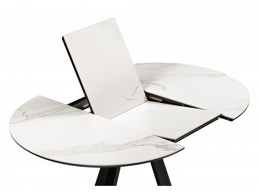 Керамический стол Нельсон 100(140)х100х76 alpine white / черный