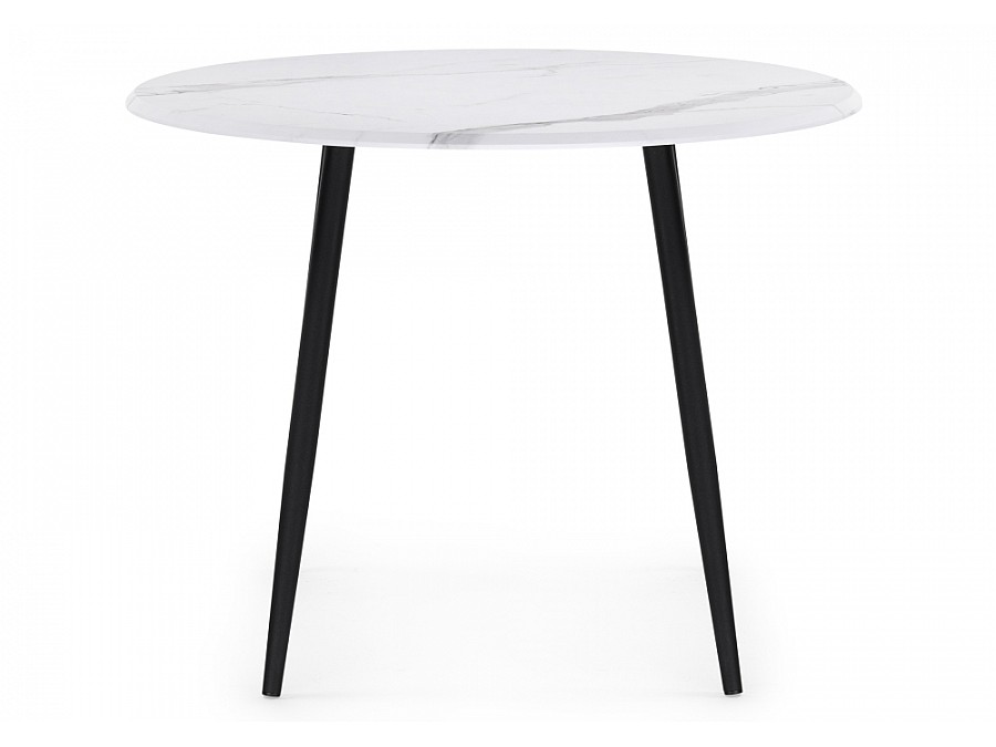 Стол деревянный Абилин 100 мрамор белый / черный матовый