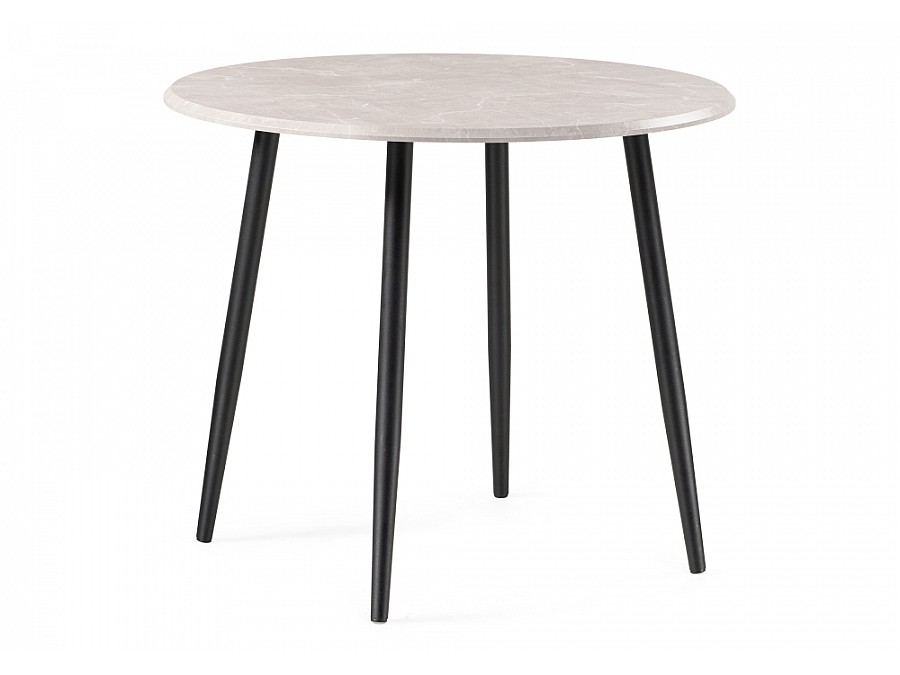 Стол деревянный Абилин 90 мрамор светло-серый / черный матовый