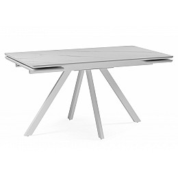 Керамический стол Вилли 140 (200) х 80 белый мрамор alpin white / snow white / белый