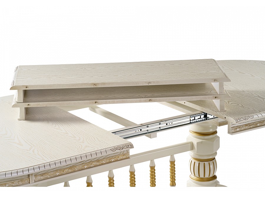 Стол деревянный Кантри 200(280)х107х79 слоновая кость / патина золото