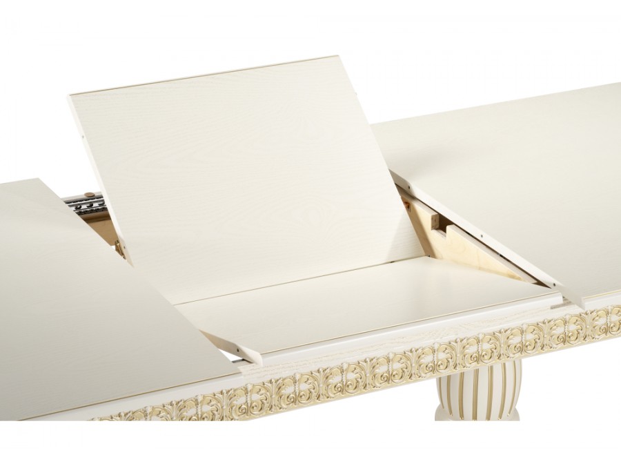 Стол деревянный Морнит 180(240)х100х76 слоновая кость / золото