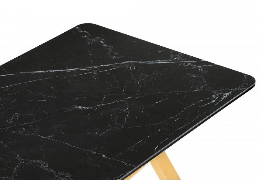 Керамический стол Селена 3 140х80 черный мрамор / золото