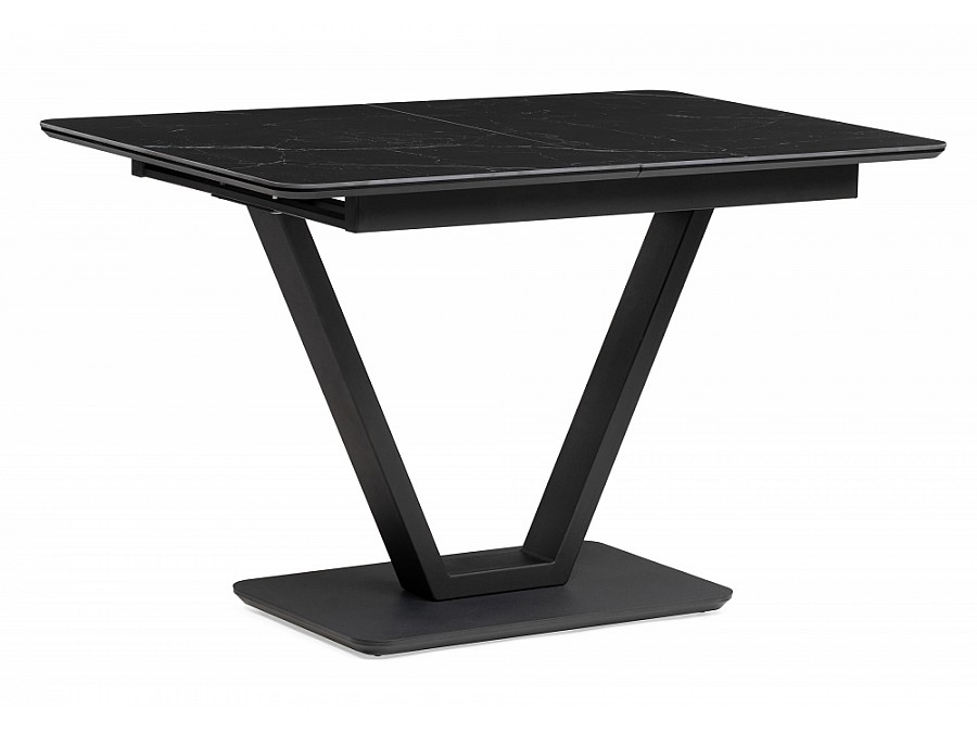 Керамический стол Бугун 120(160)х80х77 черный мрамор / черный