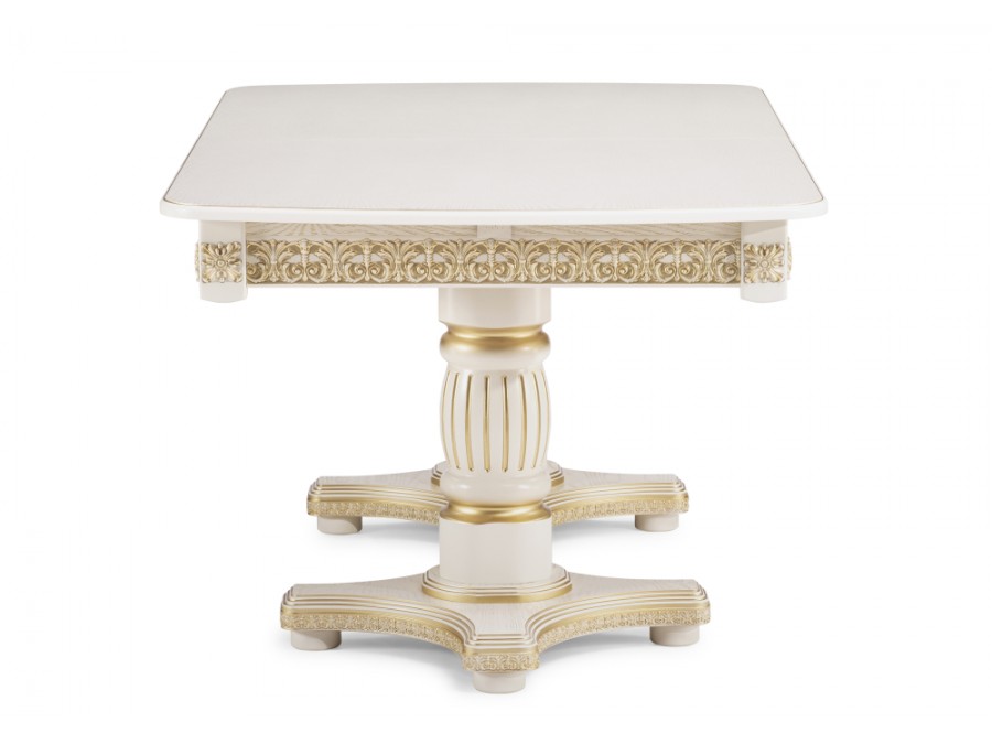 Стол деревянный Морнит 180(240)х100х76 слоновая кость / золото