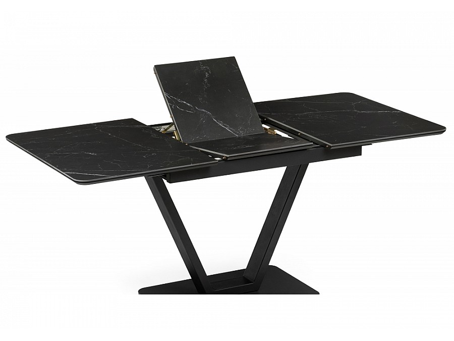 Керамический стол Бугун 120(160)х80х77 черный мрамор / черный