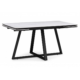 Керамический стол Памелла 140(200)х80х75 белый мрамор snow white / черный