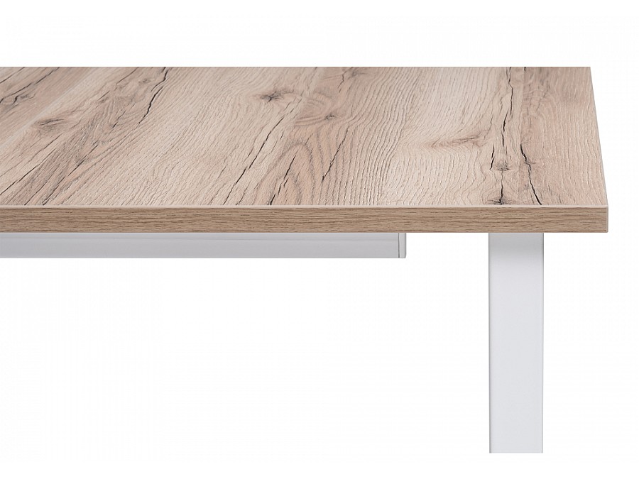 Стол деревянный Лота Лофт 120(160)х75х75 25 мм дуб делано светлый / матовый белый