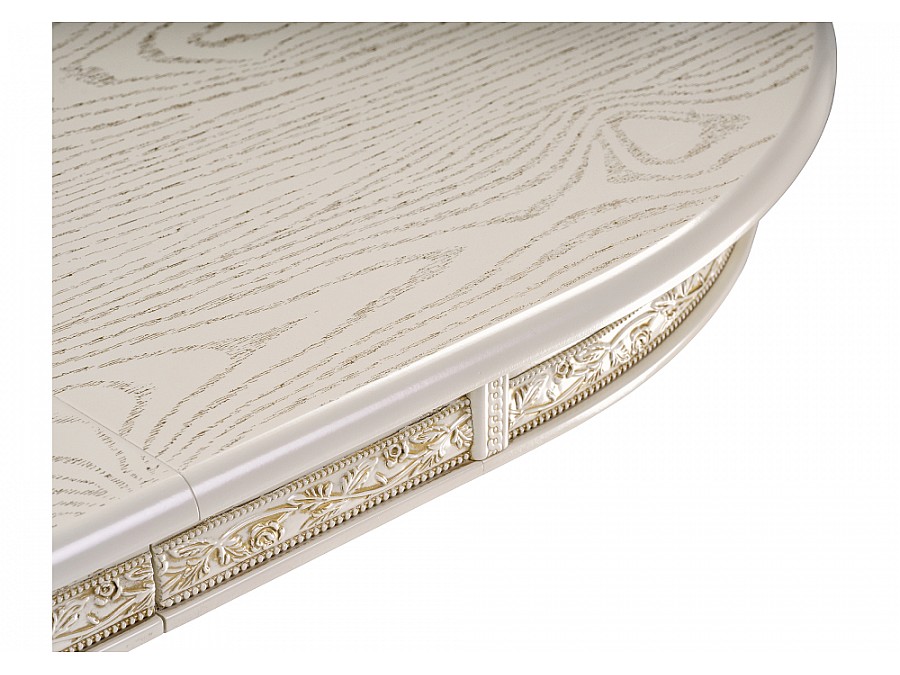 Стол деревянный Кантри 120(160)х80х75 слоновая кость с золотой патиной