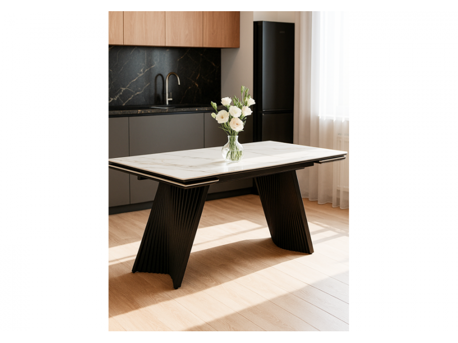 Вейв 140(200)х80 белый мрамор snow white / черный