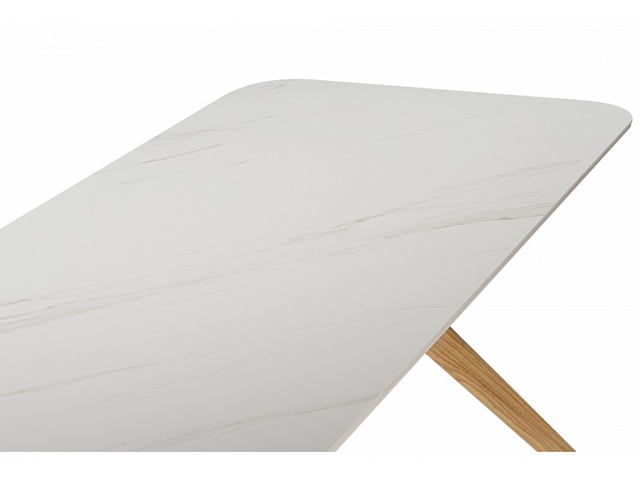 Unika 180x80 белый спеченный камень / светлое дерево