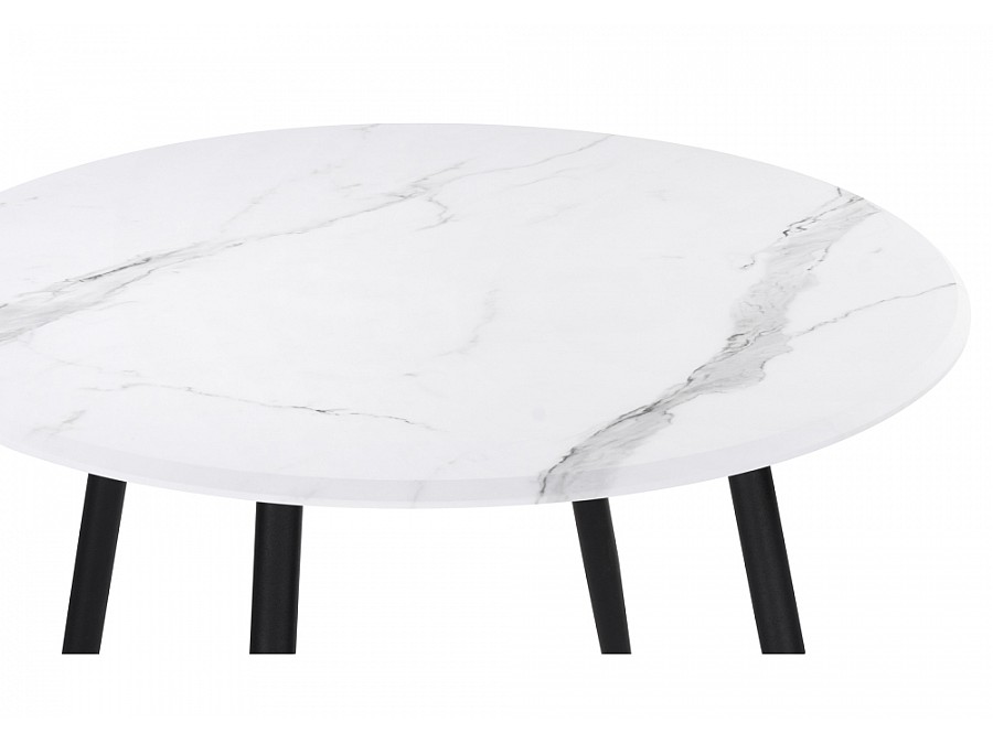 Стол деревянный Абилин 100 мрамор белый / черный матовый