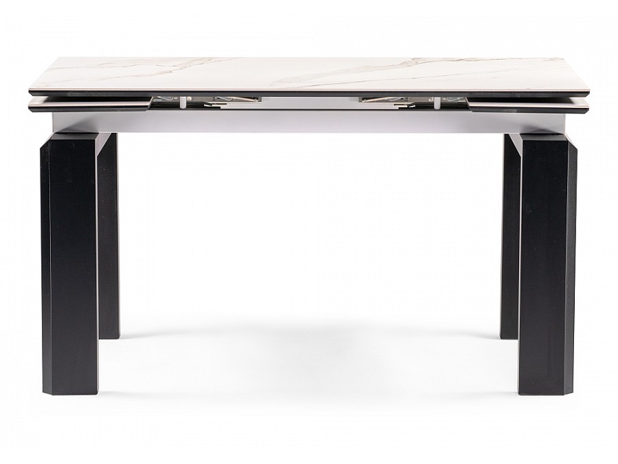 Керамический стол Давос 140(200)х80х78 белый мрамор / черный кварц