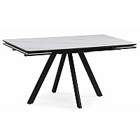 Керамический стол Вилли 140(200)х80 белый мрамор snow white / черный