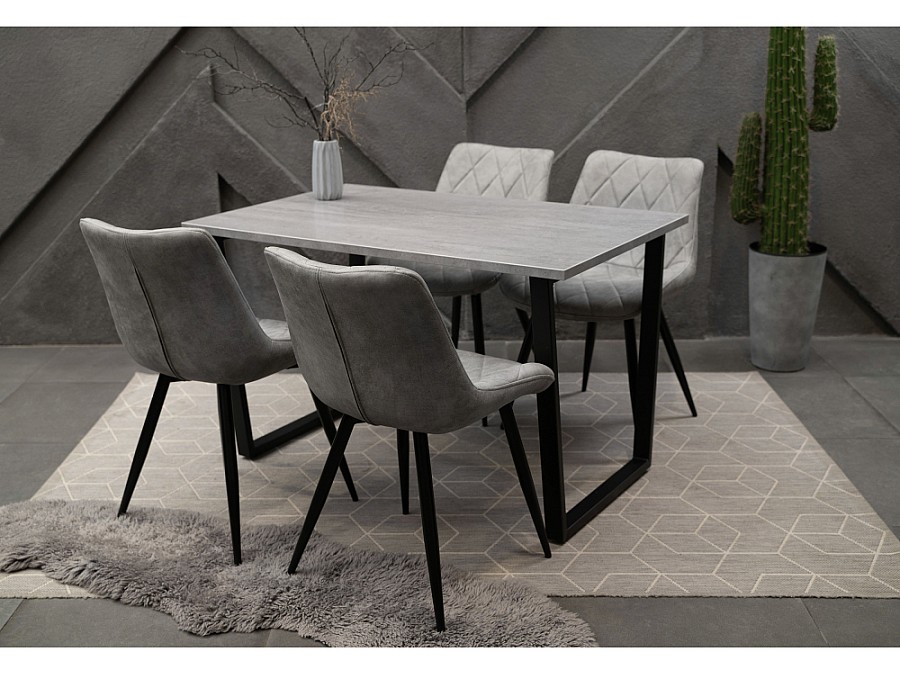 Стол деревянный Лота Лофт 140х80х75 25 мм черный матовый / бетон