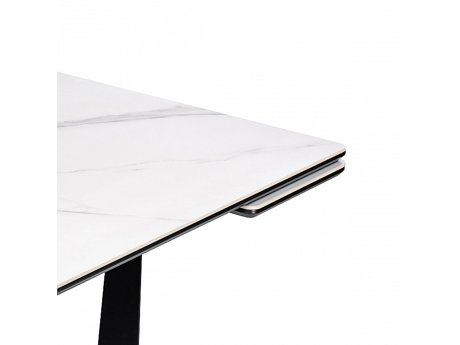 Керамический стол Марвин 160(220)х90х76 белый мрамор / черный
