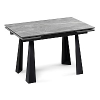 Обеденный стол Бэйнбрук 120(180)х80х76 серый мрамор / графит
