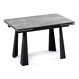 Обеденный стол Бэйнбрук 120(180)х80х76 серый мрамор / графит