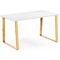 Керамический стол Селена 2 160х90х77 белый мрамор / золото