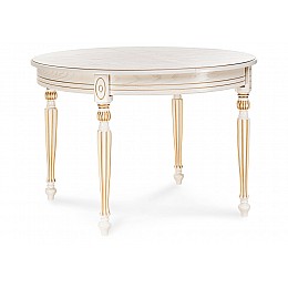Стол деревянный Брейзер 110(140)х110х77 молочный / золото