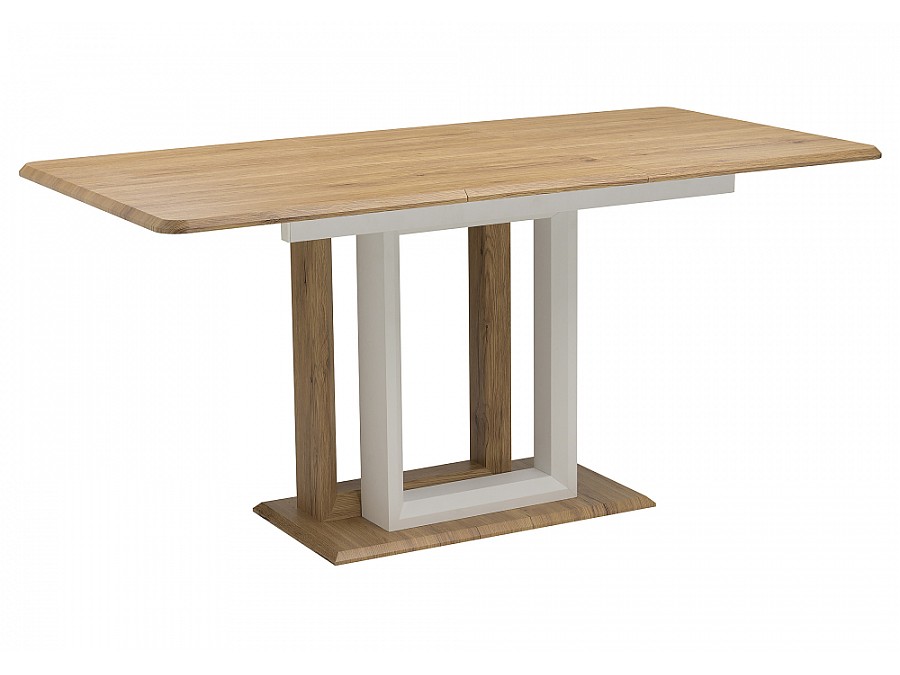 Стол деревянный Санса 120(160)х80х76 дуб монтана / белая шагрень