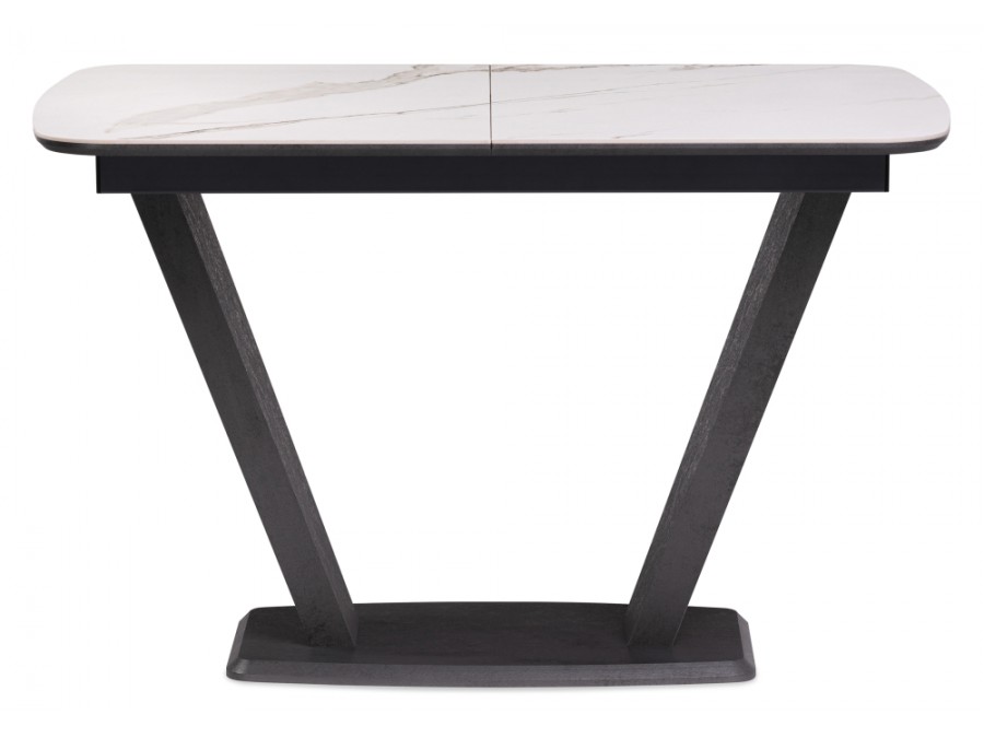 Керамический стол Петир 120(160)х80х75 белый мрамор / графит / темный камень