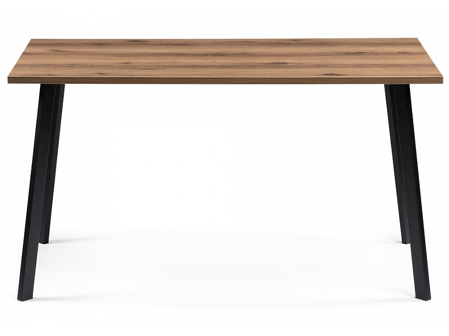 Стол деревянный Тринити Лофт 140x80x75 25 мм дуб делано темный / матовый черный