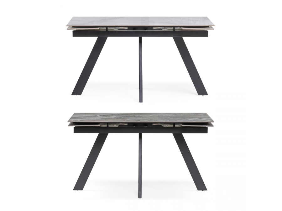 Керамический стол Невис 140(200)х80х76 creto statuario cara polished / черный