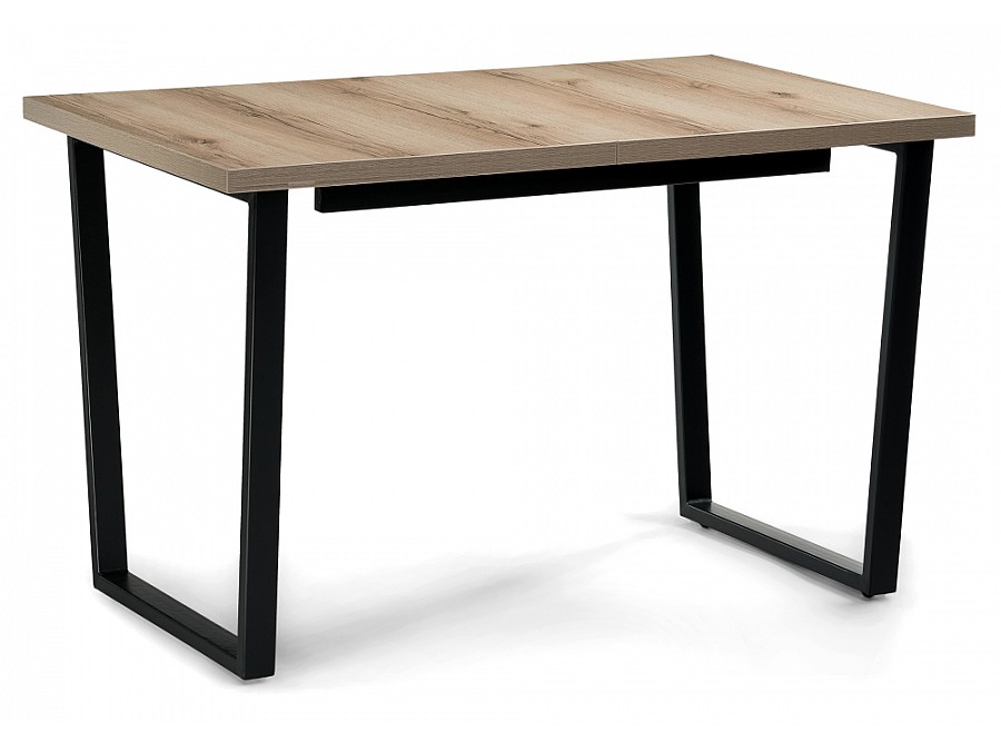 Стол деревянный раскладной Лота Лофт 120(160)х75х75 25 мм черный матовый / дуб делано светлый
