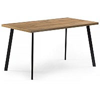 Стол деревянный Тринити Лофт 140x80x75 25 мм дуб вотан / черный матовый