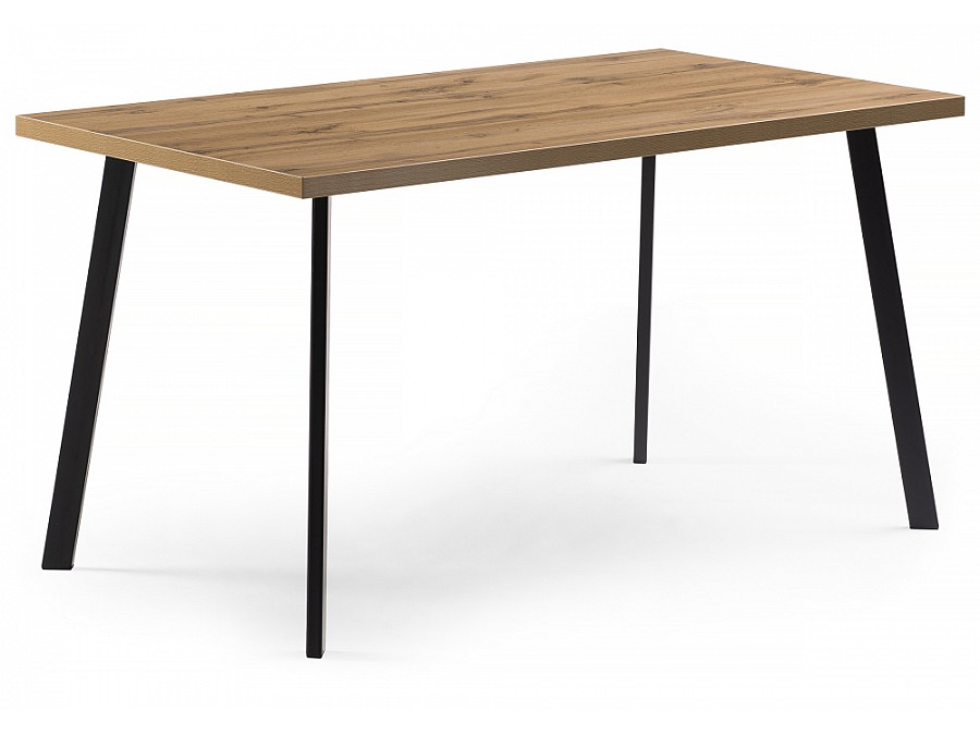 Стол деревянный Тринити Лофт 140x80x75 25 мм дуб вотан / черный матовый