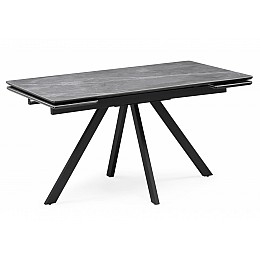Керамический стол Вилли 140(200)х80 серый мрамор larka grey / черный
