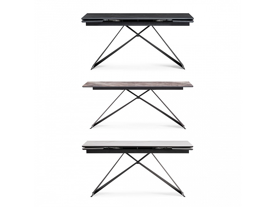 Керамический стол Ноттингем 160(220)х90х77 белый мрамор / черный