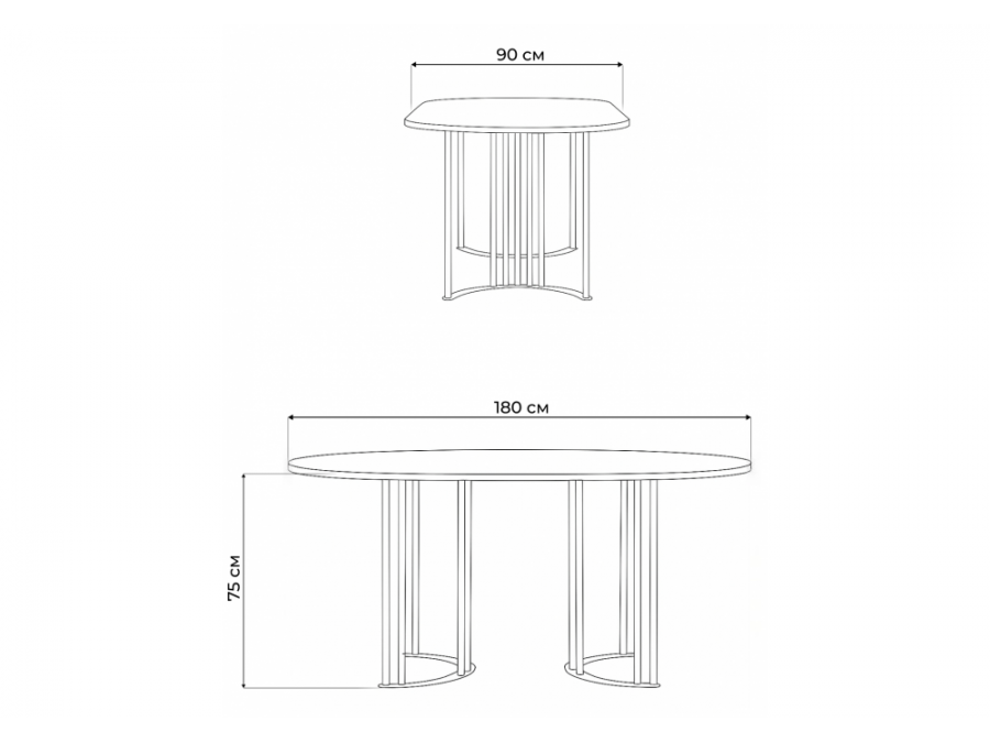Хьюго О 180 х 90 белая шагрень пленка / черные ноги