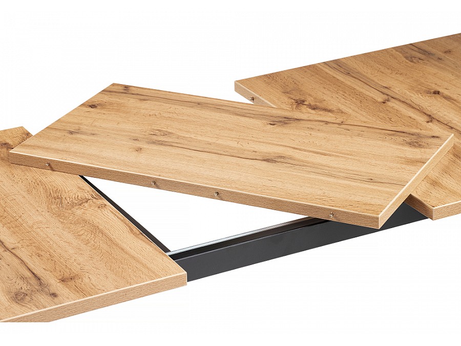 Стол деревянный раскладной Лота Лофт 120(160)х75х75 25 мм черный матовый / дуб вотан