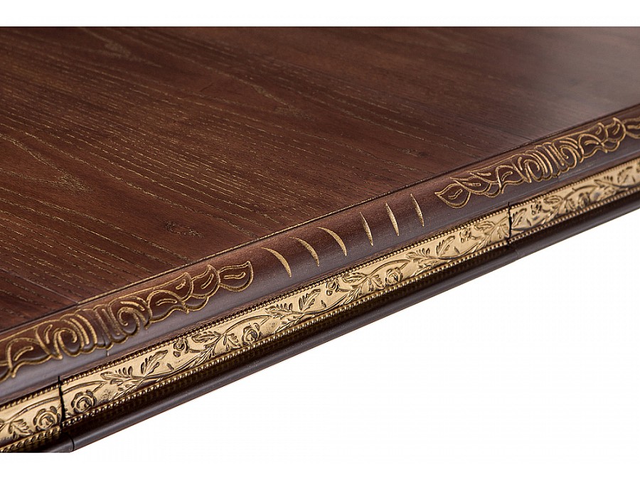 Стол деревянный Кантри 160(200-240)х107х78 орех с золотой патиной