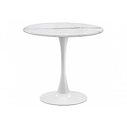 Стол деревянный Тулип 90х73 мрамор белый / белый