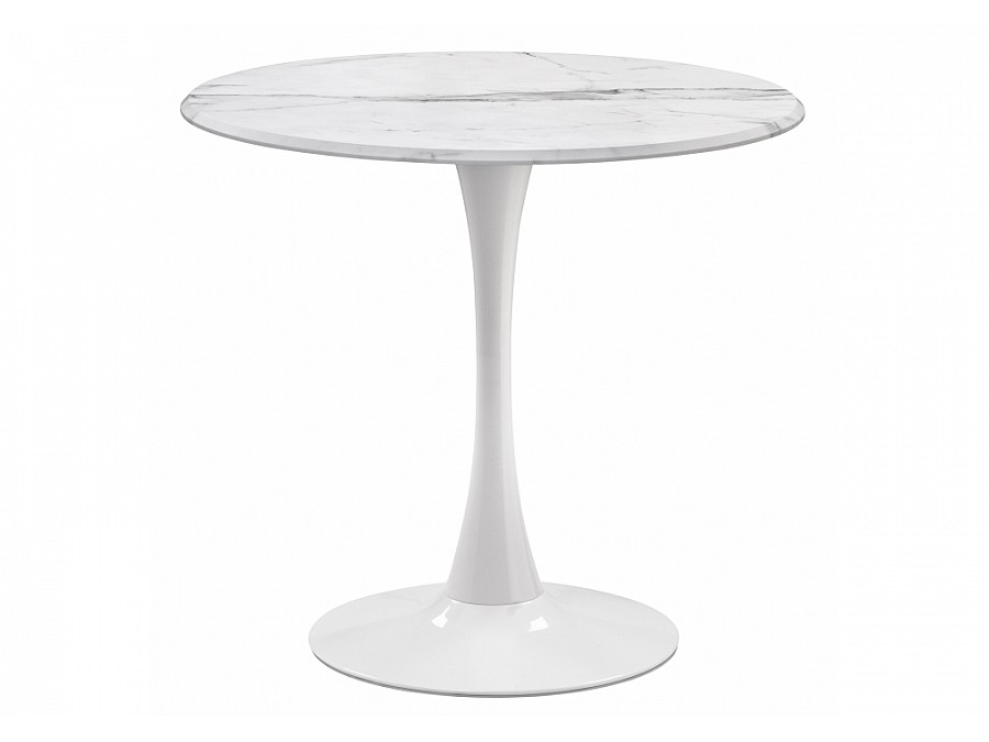 Стол деревянный Тулип 90х73 мрамор белый / белый