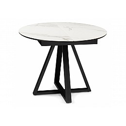 Керамический стол Нельсон 100(140)х100х76 alpine white / черный