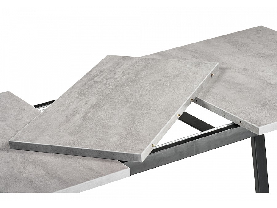 Стол деревянный раскладной Лота Лофт 120(160)х75х75 25 мм черный матовый / бетон