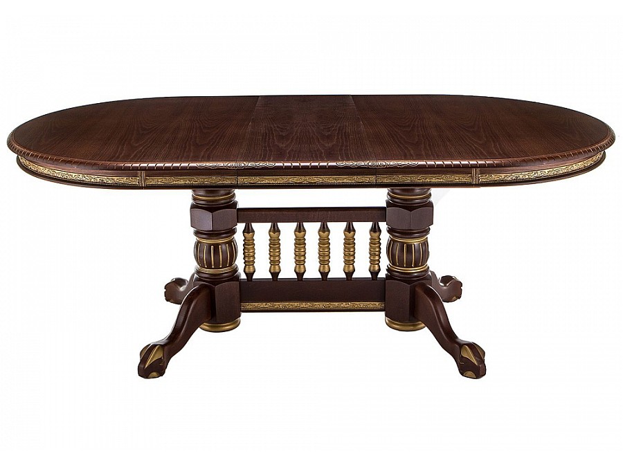 Стол деревянный Кантри 160(200-240)х107х78 орех с золотой патиной