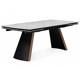 Симмонс 180(260)x90 statuario titan gloss / черный / орех дуб монтана